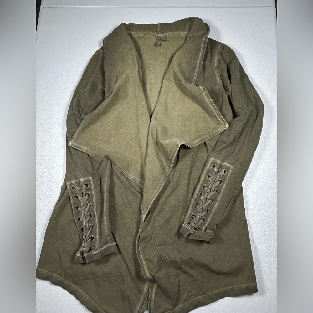 Cato Olive Utility Jacket with Lace-Up Detail
